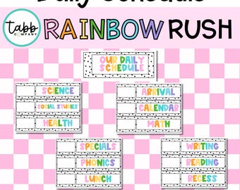 Poster per l'orario delle lezioni Rainbow: decorazioni per bacheche (PDF stampabile scaricabile)