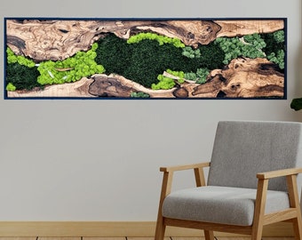 Moss Wall Decor - Olive Wood & Preserved Moss Wall Art