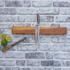 Handmade Oak Magnetic Knife Holder: Wall Mounted Knife Rack