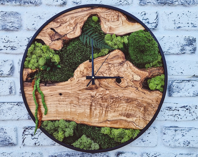 Moss Wall Clock-Made To Order Wood Wall Clock, Moss Clock For Wall, Wall Clock Decor, Custom Made Moss, Moss Wall Art, Christmas Gift