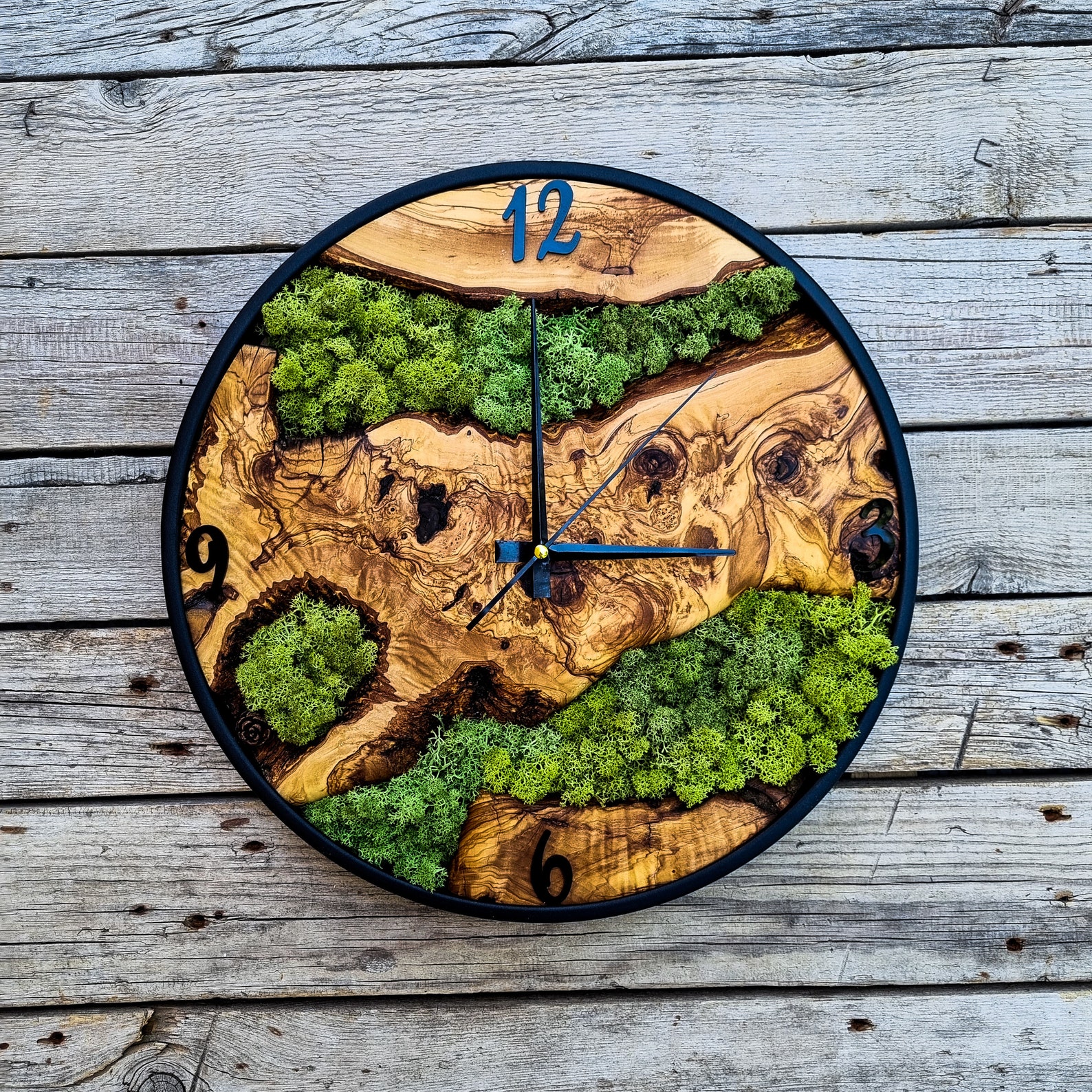 Custom Made Moss & Wood Wall Clockmade to Order Moss Wall Etsy