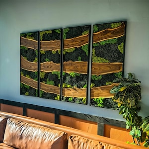 Preserved Moss Wall Art: Silverberry Wood Decor