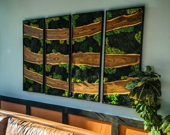 Moss Wall Decor, Moss Wall Art, Silverberry Wood & Preserved Moss