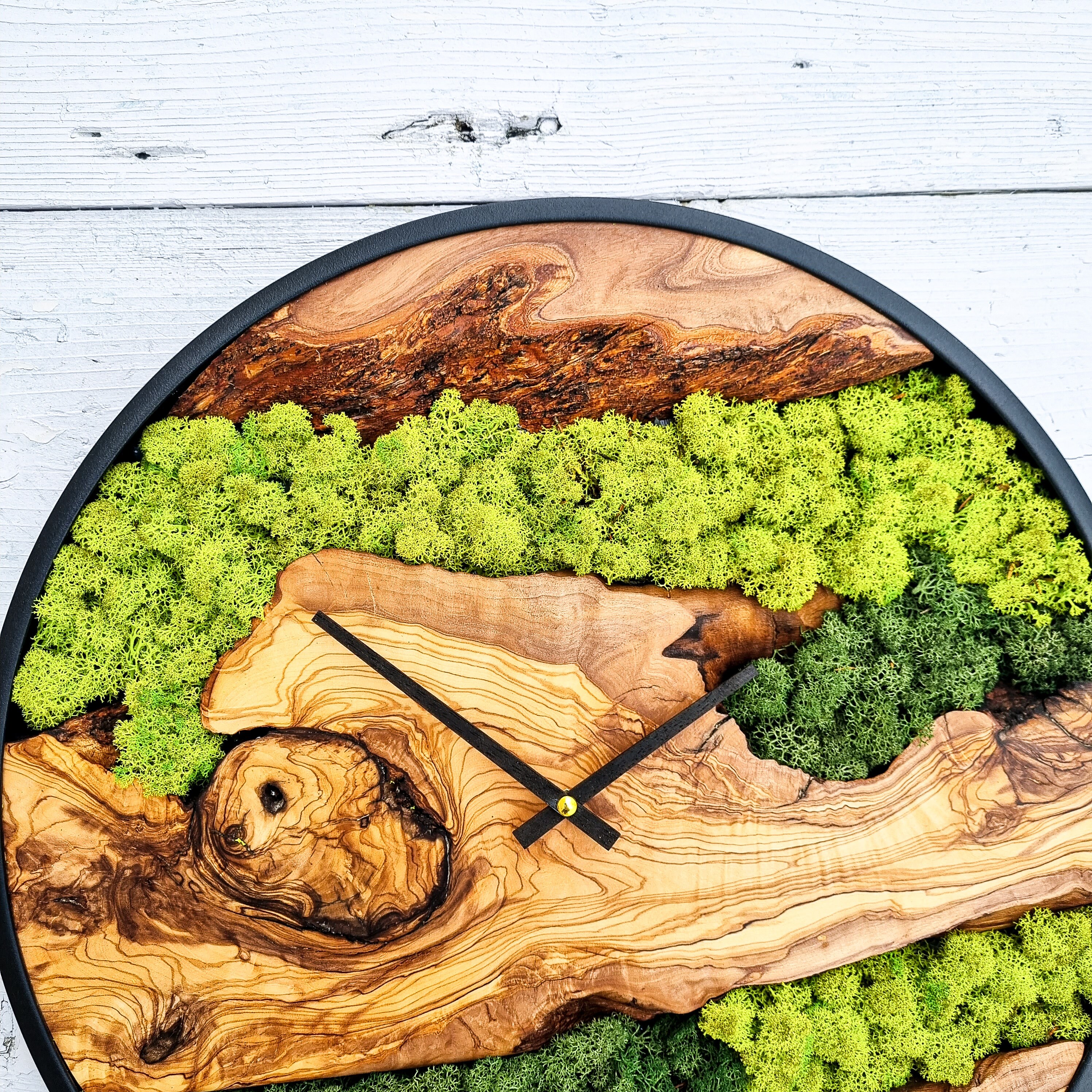 Moss Olive Wood Wall Clock, Natural Home Decor - Etsy