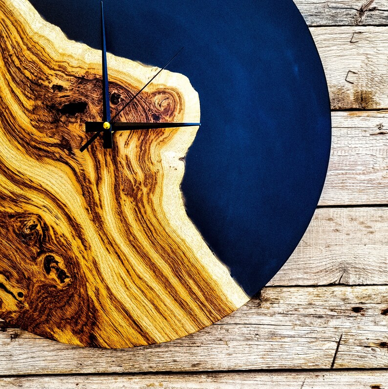 Resin & Oak Wood Wall Clock Epoxy and Wood Wall Clock Unique Etsy