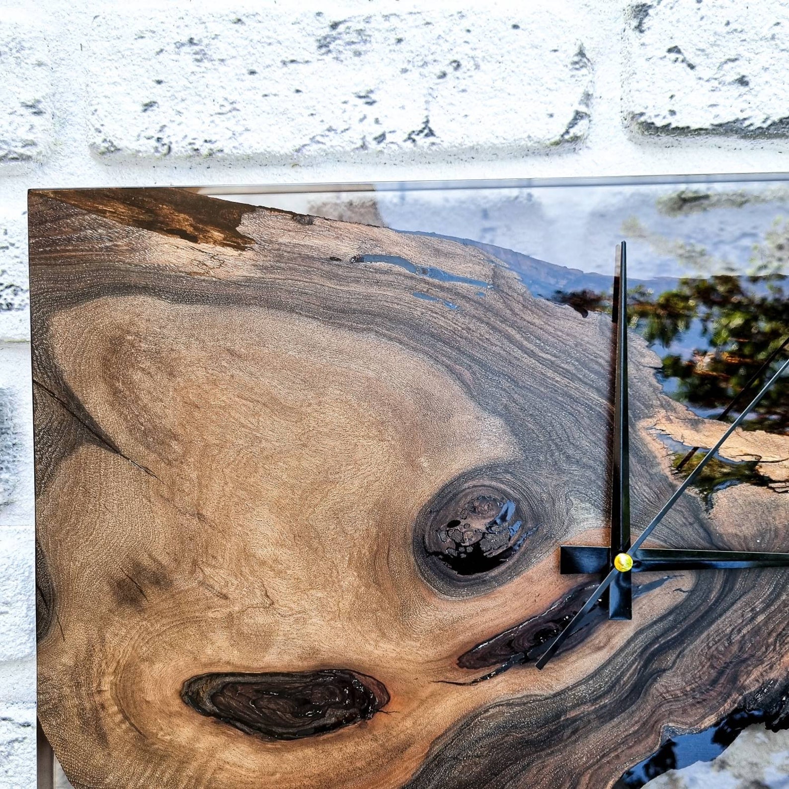 Resin & Walnut Wood Wall Clock Epoxy and Wood Wall Clock Etsy