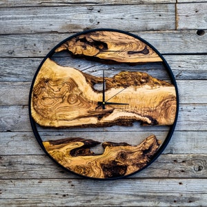 Olive Wood Wall Clock: Unique Farmhouse Decor