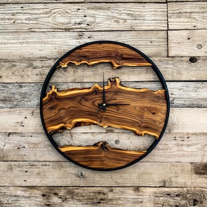 Custom Made Wood Wall Clock - Rustic & Unique Home Decor - Housewarming Gift Wall Clock - Metal Rustic Wooden Clock