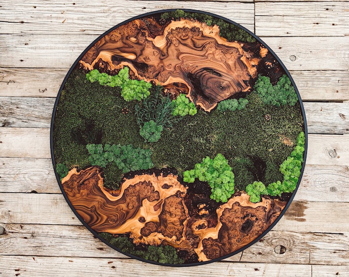 Moss Wall Decor - Custom Made Moss Wood Wall Art - Preserved Moss Wall Decor