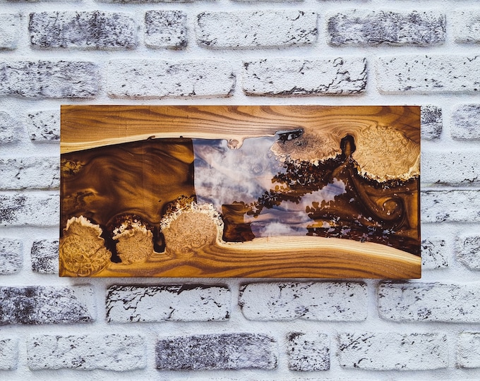 Resin Wooden Wall Decor, Home Decor Wall Art For Living Room, Epoxy Wall Decor Living Room, Aesthetic Boho Wall Decor