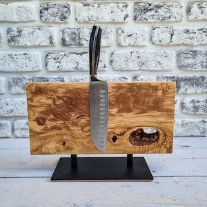 Magnetic Knife Rack, Olive Wood Knife Holder