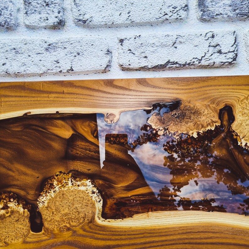 Handmade Epoxy Resin Wood Wall Decor, Silverberry Burl, Boho Wall Art ...