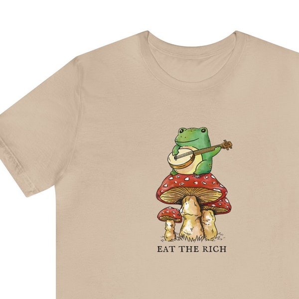 Cute Eat the Rich Banjo Mushroom Cottagecore Frog Leftist Shirt (Unisex)