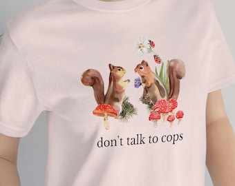 Cottagecore Leftist Abolitionist Squirrel Mushroom Love Public Defender Shirt (Unisex)