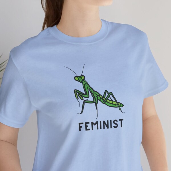 funny feminist praying mantis bite the patriarchy progressive politics shirt