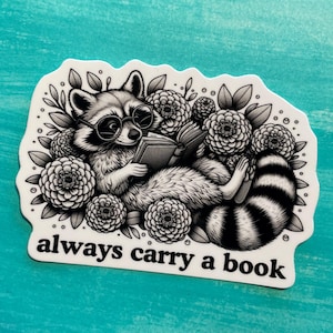 Emportez toujours un livre abolitionniste raton laveur lire les livres interdits bibliothèque publique poubelle chat hors la loi vinyle autocollant