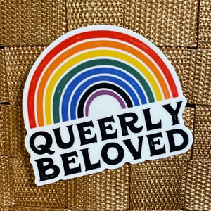 Queer Joy arc-en-ciel amour mariage LGBTQ Pride diversité pansexuelle non binaire, disons gay progressif imperméable en vinyle autocollant