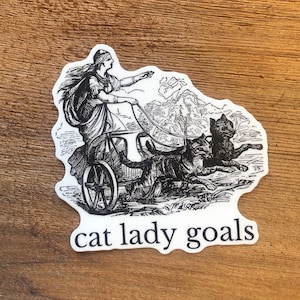 childless Cat lady sticker liberal funny Viking goddess freya feminist spinster childfree sacred feminine divorce him vinyl sticker