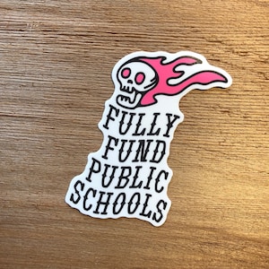 Stickers écoles publiques éducateur libéral crâne rose gauchiste punk professeur d'éducation politique progressiste vinyle autocollant