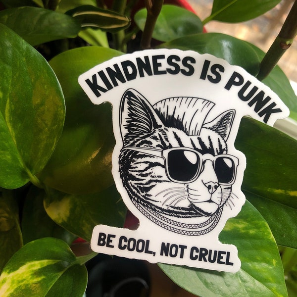 Be cool not cruel kindness is punk cat radical empathy vinyl sticker