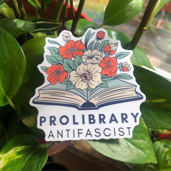 Pro library antifascist read banned books say gay free speech leftist vinyl sticker