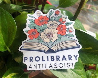 Pro library antifascist read banned books say gay free speech leftist vinyl sticker