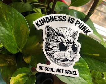 punk cat sticker - caring community healing vibes decal