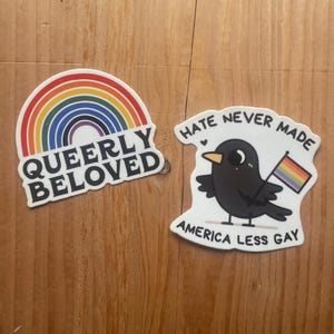 Queerly Beloved Rainbow Sticker Set - Gay Crow Love - Waterproof Vinyl 3"