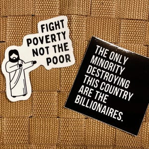 Leftist Jesus stickers Christian progressive socialist fight poverty inequality Catholic liberal antiracist vinyl waterproof sticker pack