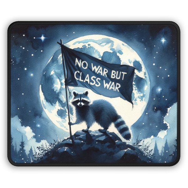 antiwar raccoon no war but class war leftist anarchist moonlight trash panda marxist Mouse Pad