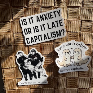 Leftist sticker pack anarchist quotes progressive millennial abolitionist socialist cute political activist Marxist Vinyl decals