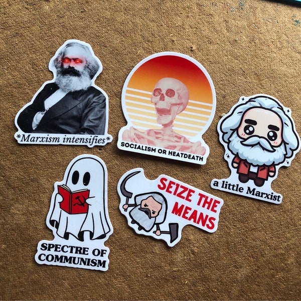 Cute Karl marx sociology communist socialist leftist waterproof vinyl Sticker collection