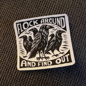 Sticker corbeau - troupeau et découvrez - oiseau humour noir - sticker imperméable à l'eau de 3 pouces image 3