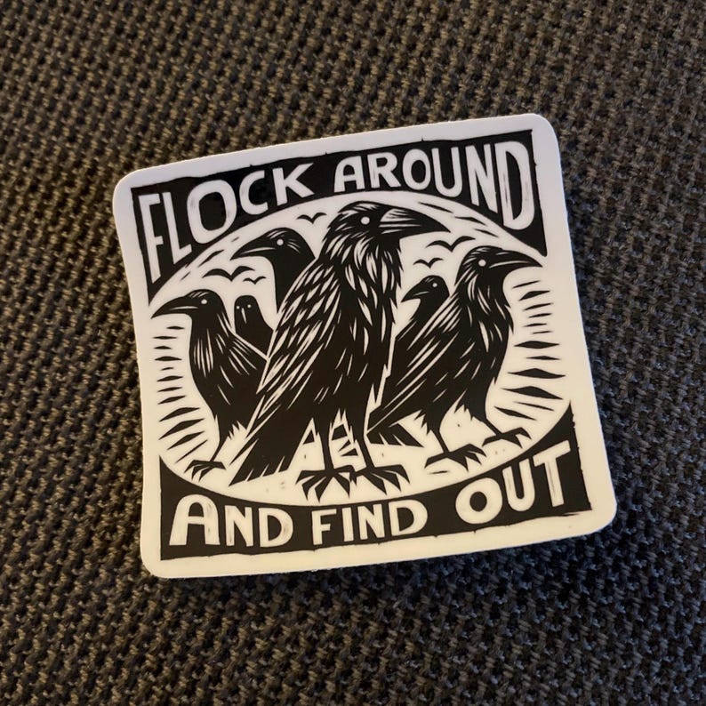 Sticker corbeau - troupeau et découvrez - oiseau humour noir - sticker imperméable à l'eau de 3 pouces image 3