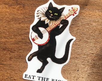 Sticker vinyle chat banjo - sticker musique folk progressive
