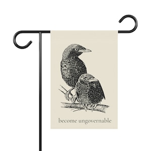 Crows Lawn Flag, Goth Raven home decor, double-sided dark bird lover