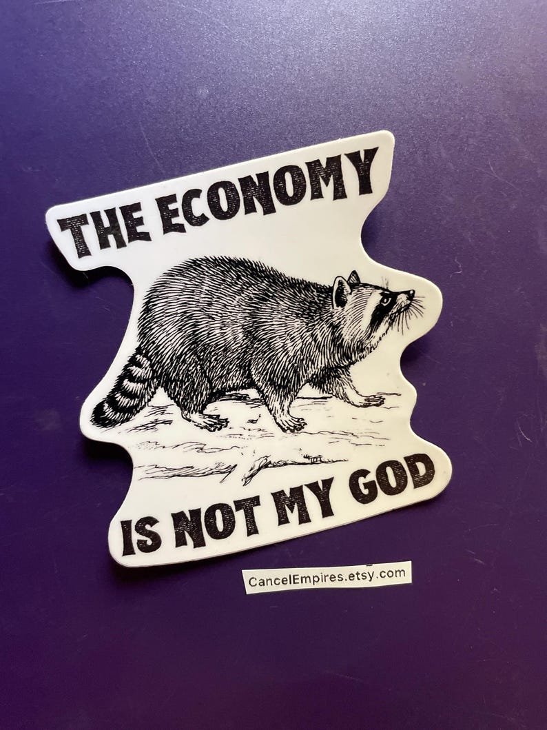 Raccoon Vinyl Sticker: Economic Philosophy Decal image 2