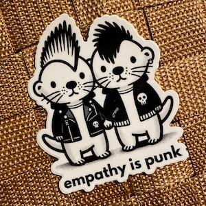 Empathy is Punk Sticker Cute Otters Cartoon Anarchists Caring Compassion Waterproof Vinyl decal