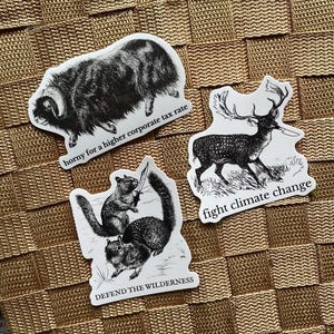 Funny leftist stickers progressive climate activist socialist anticapitalist tax the rich animal punk waterproof vinyl sticker pack