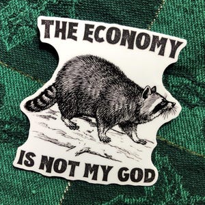 Raccoon Vinyl Sticker: Economic Philosophy Decal image 1