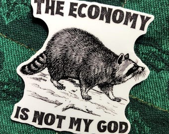Raccoon Vinyl Sticker: Economic Philosophy Decal