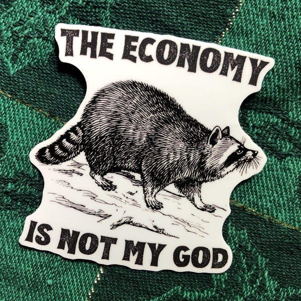 Raccoon Vinyl Sticker: Economic Philosophy Decal