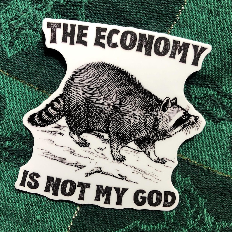 Raccoon Vinyl Sticker: Economic Philosophy Decal image 1