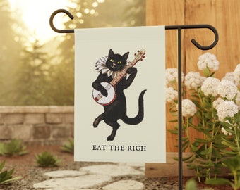 Cat yard flag - 2026 tax the rich - progressive folk lawn banner