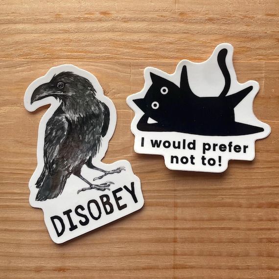 Crow & Cat Sticker Set - disobey - vinyl waterproof decals