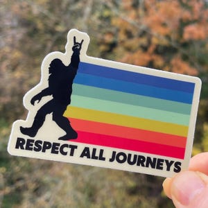 Queer friend bigfoot sticker - cryptid pride decal