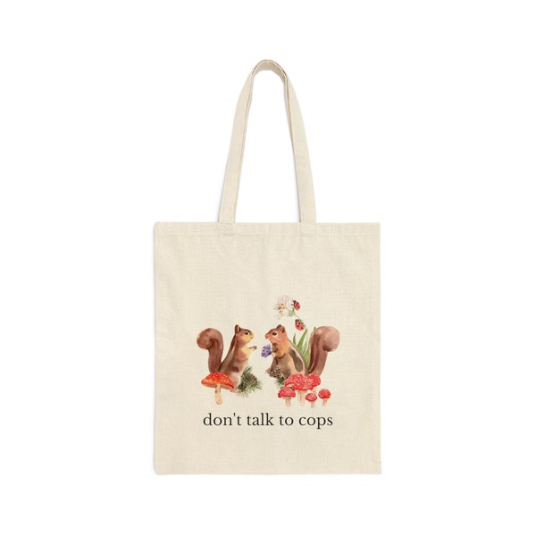 Cute Leftist Cottagecore Chipmunk Anarchist Abolition Punk Mushroom Flower Tote Bag