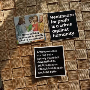 Universal healthcare stickers radical leftist progressive political activist socialist Medicare for all Jesus Christ vinyl sticker pack