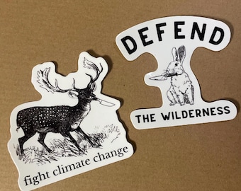 Protect wildlife deer & rabbit sticker set - 3” vinyl decals