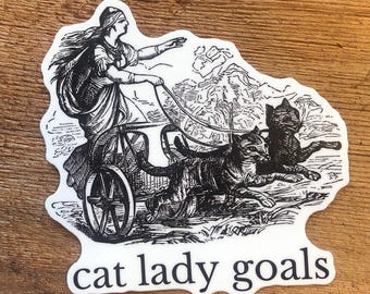 Freya's Cat Chariot Sticker: Norse Goddess Vinyl Decal
